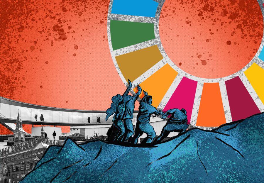 Verdensmålene kommer ikke i mål af sig selv. De kræver konkret handling. Illustration: Lauge Eilsøe-Madsen
