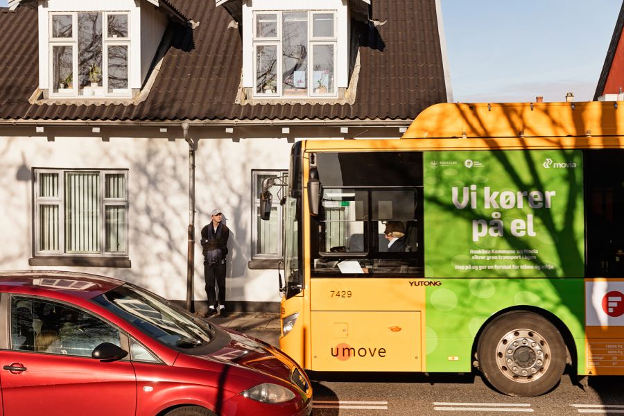 Roskilde var den første danske kommune, der skiftede alle sine bybusser ud til el. Det skete i april 2019. Foto: Ulrik Jantzen, copyright: Movia